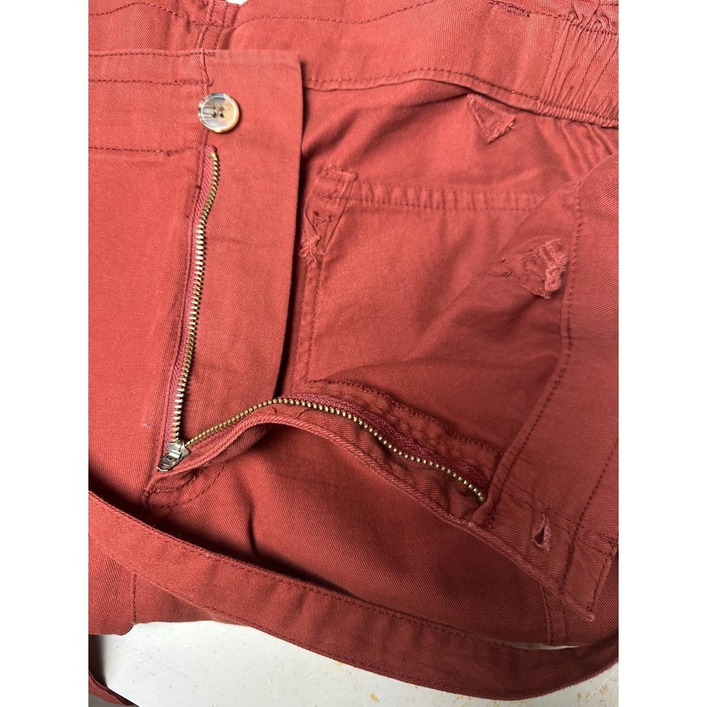 OLD NAVY Womens Utility Cargo Pants Rust Orange Paperbag Waist Belted Cropped XL - Picture 6 of 10